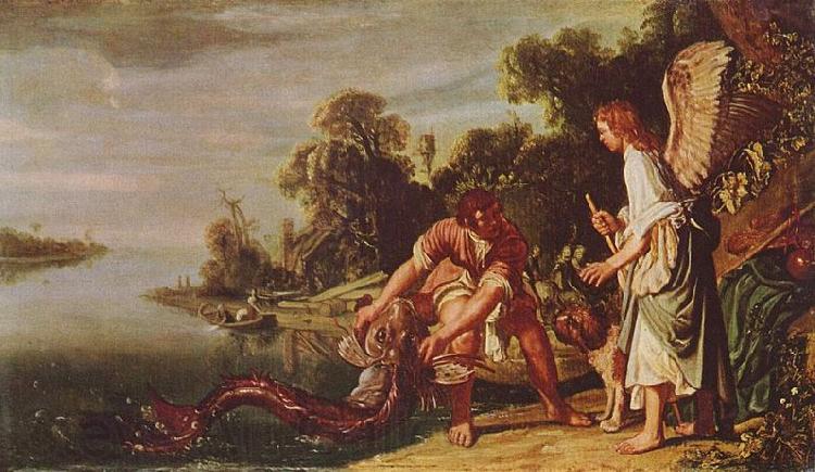 Pieter Lastman Der Engel und Tobias mit dem Fisch Spain oil painting art